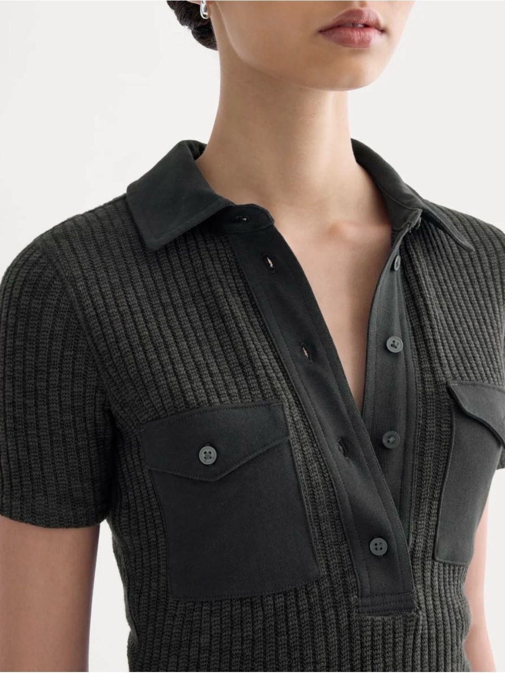 New Everlane THE COZY RIB POLO Black Size XXL